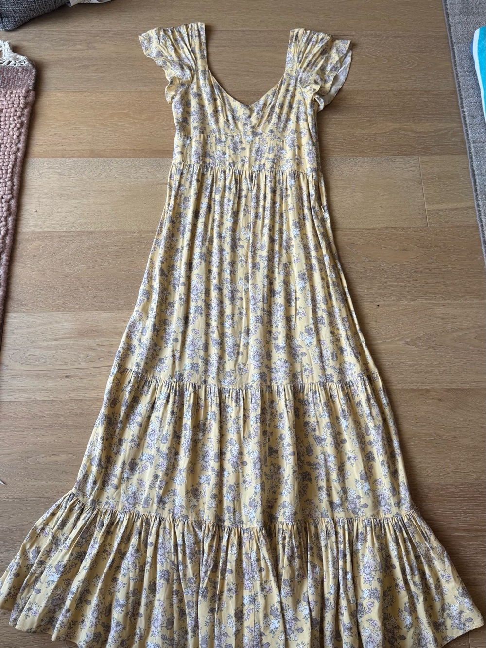 Auguste The Label Yellow Floral Maxi Dress with Ruffle Sleeves